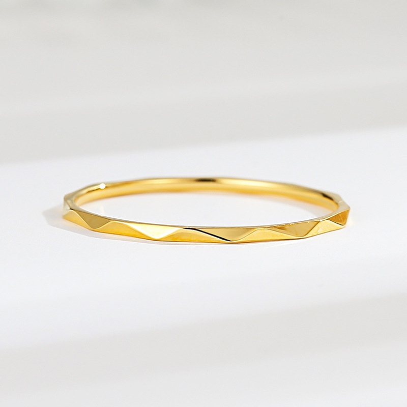 Nhẫn thép titan mạ vàng 18k thiết kế đơn giản phong cách Âu Mỹ thời trang cho nữ