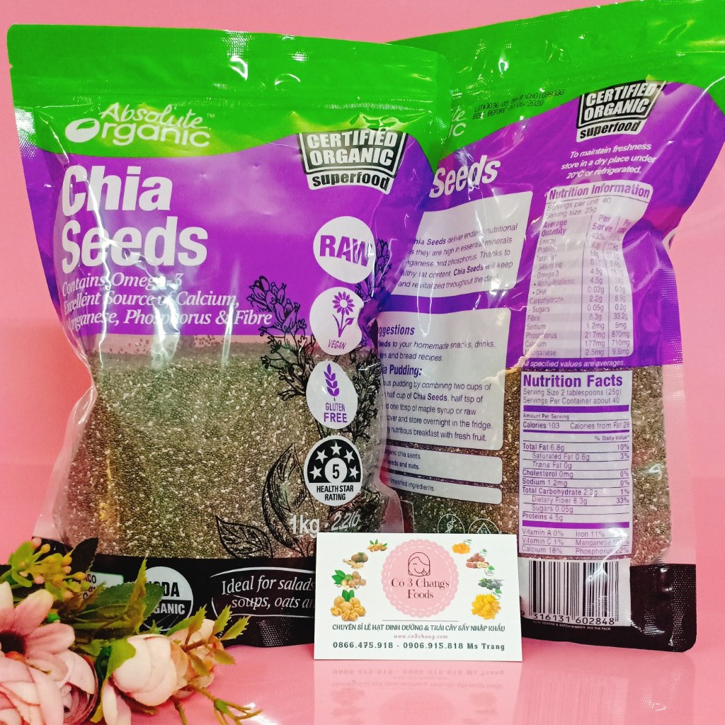 Hạt Chia đen Absolute Organic Úc Chính Hãng 1kg