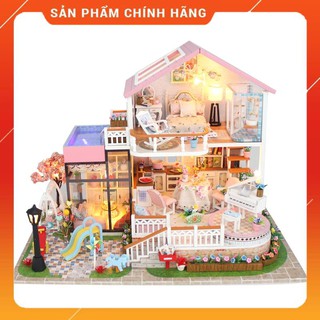 Đồ chơi trẻ em Mô hình lắp ráp bằng gỗ DIY đáng yêu đồ chơi trí tuệ mô hình biệt thự tặng kèm đèn