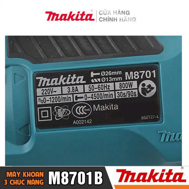 [Chính Hãng] Máy Khoan Búa 3 Chức Năng Makita M8701B (800W-26MM), Bảo Hành Tại Các TTBH Toàn Quốc