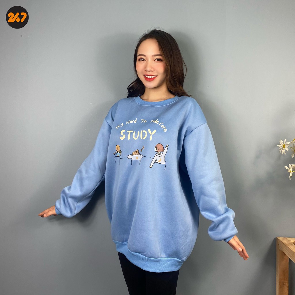 Áo Khoác Hoodie Nỉ Trơn Nữ Form Rộng Không Mũ Phong Cách Đường Phố