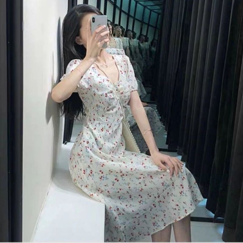 [Oder] Váy Hoa Nhí Cộc Tay Dáng Dài Siêi Xinh(Ảnh Thật Cuối)
