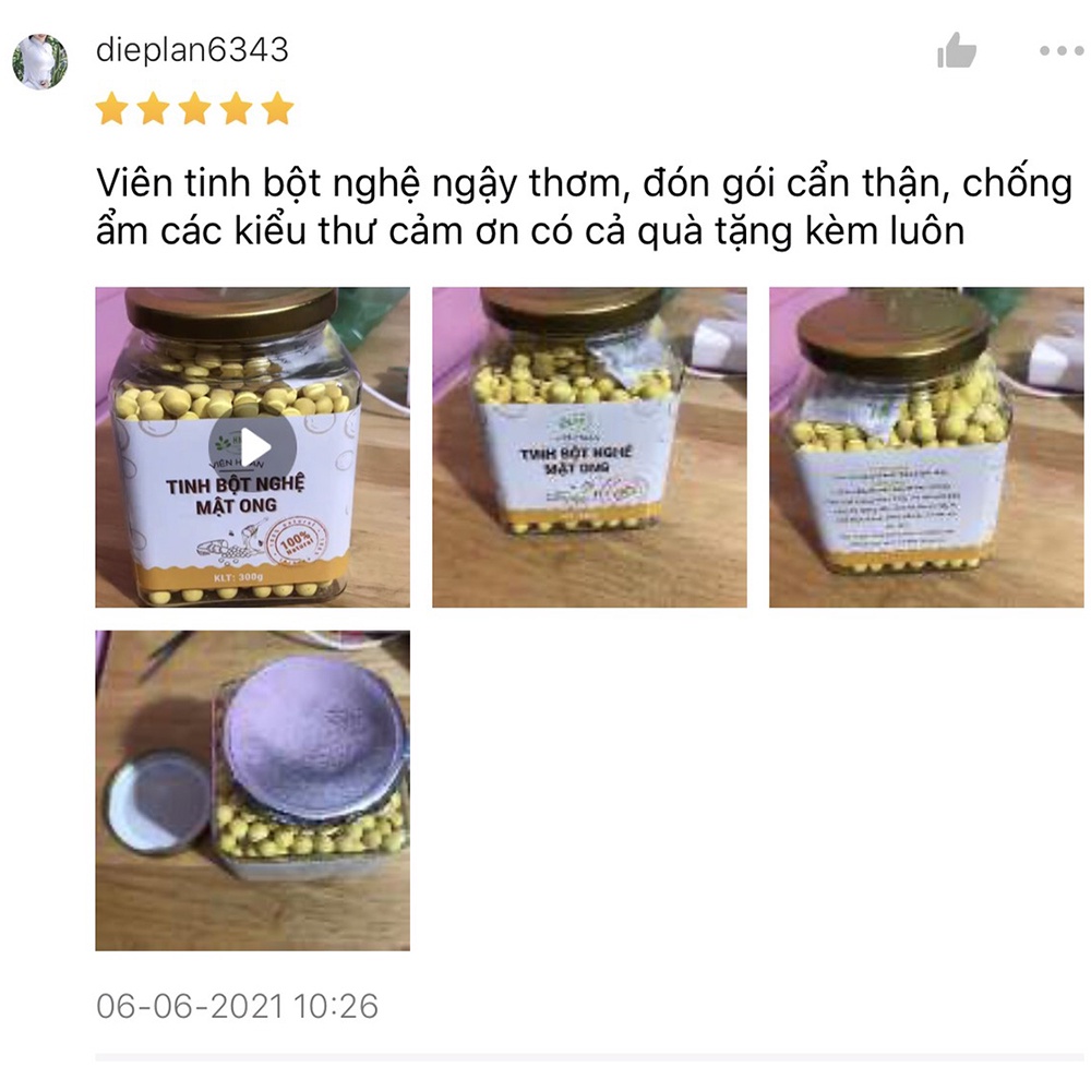 Viên tinh bột nghệ mật ong - Sử dụng khi - Đau dạ dày - Phụ nữ sau sinh - HNT NATURAL PRODUCT VTBN300