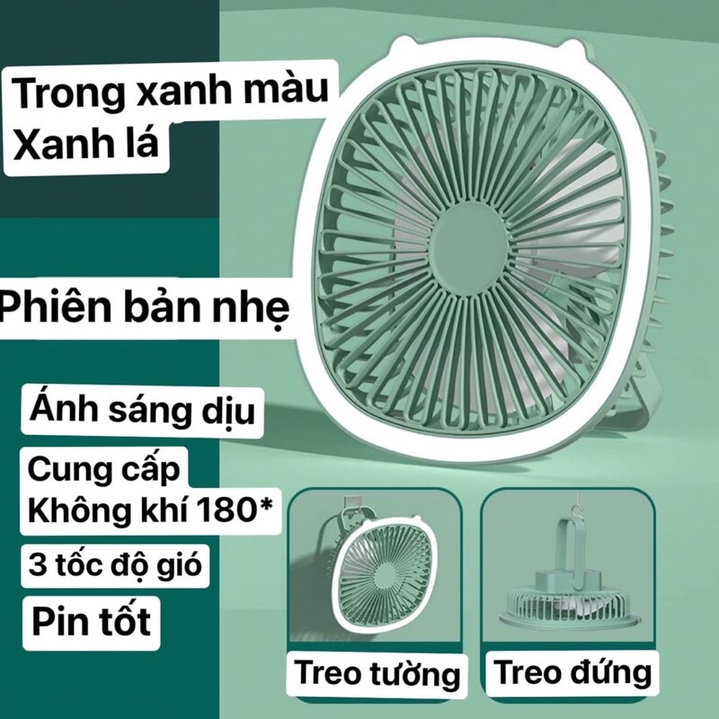 Quạt sạc tích điện có đèn led treo tường , để bàn chân sạc usb