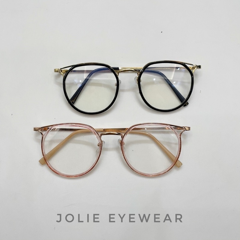 Gọng kính vintage xi kim loại tròn tai mèo Jolie Eyewear cao cấp, nhận lắp tròng cận