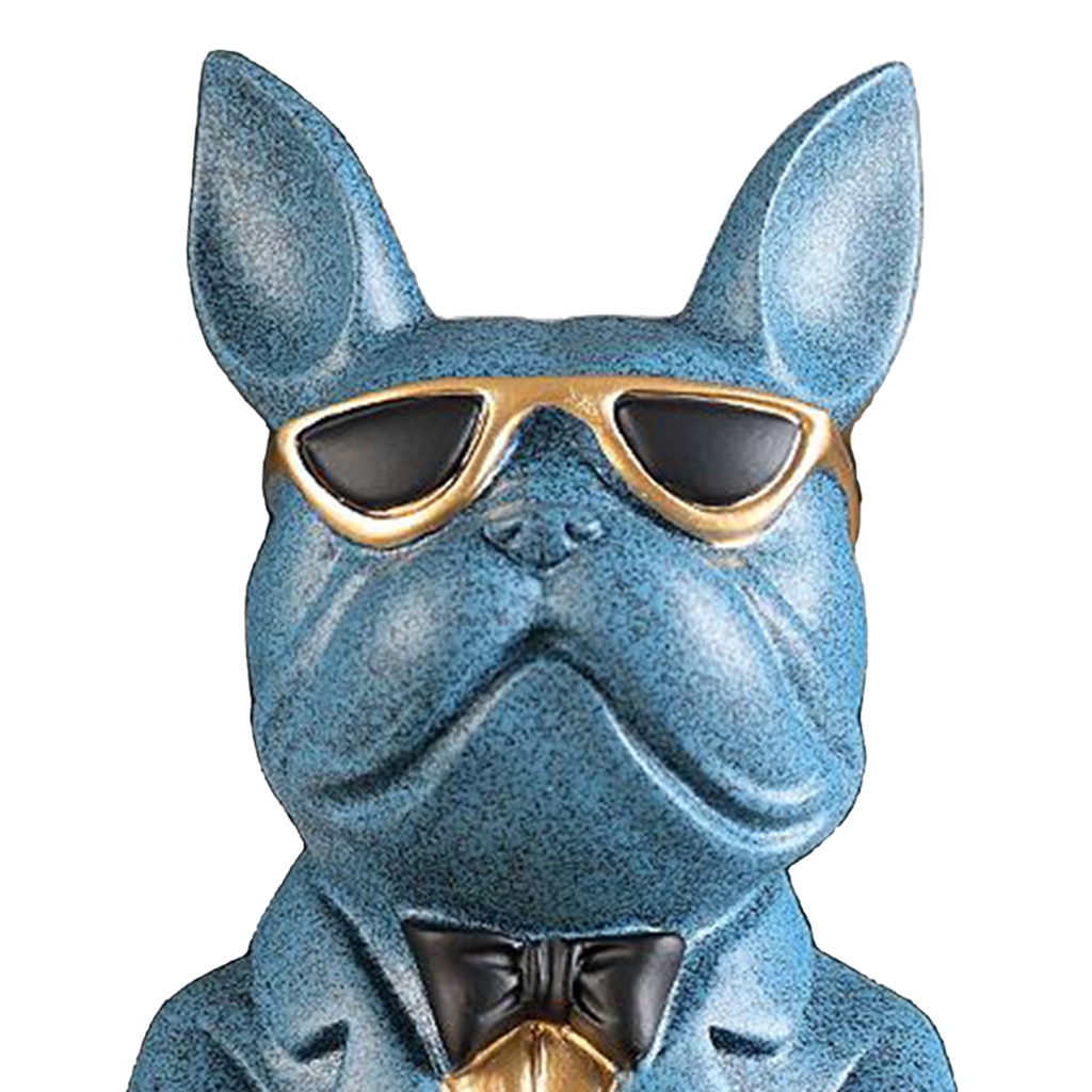 Khay đựng bức tượng hình chó bull bằng nhựa resin màu xanh lá dùng trang trí nhà cửa