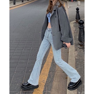 Quần jeans nữ ống loe nhẹ, jeans nữ ống đứng loe form hàn
