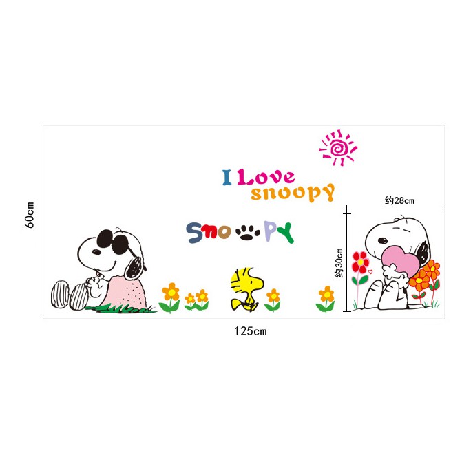 Decal trang trí tường 2 Chó SNOOPY đáng yêu