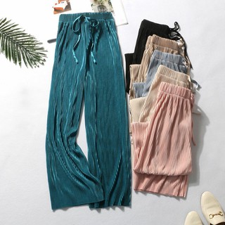 Quần Voan Ống Rộng Lưng Thun Xếp Ly Xinh Xắn Dành Cho Nữ