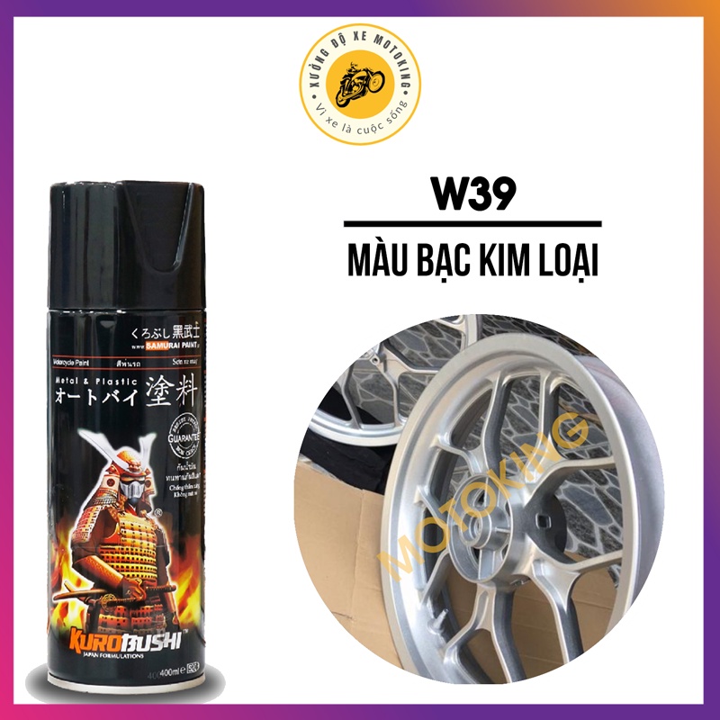 Combo Sơn samurai bạc kim loại w39**  loại 2K chuẩn quy trình độ bền 5 năm gồm 4 chai 2K04 - 124 - W39- 2K01