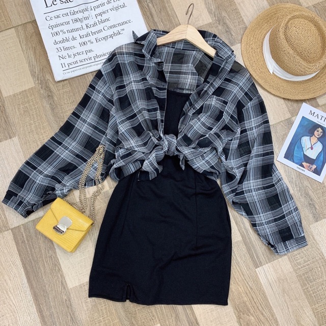SET ÁO SƠ MI SỌC Kèm ĐẦM BODY