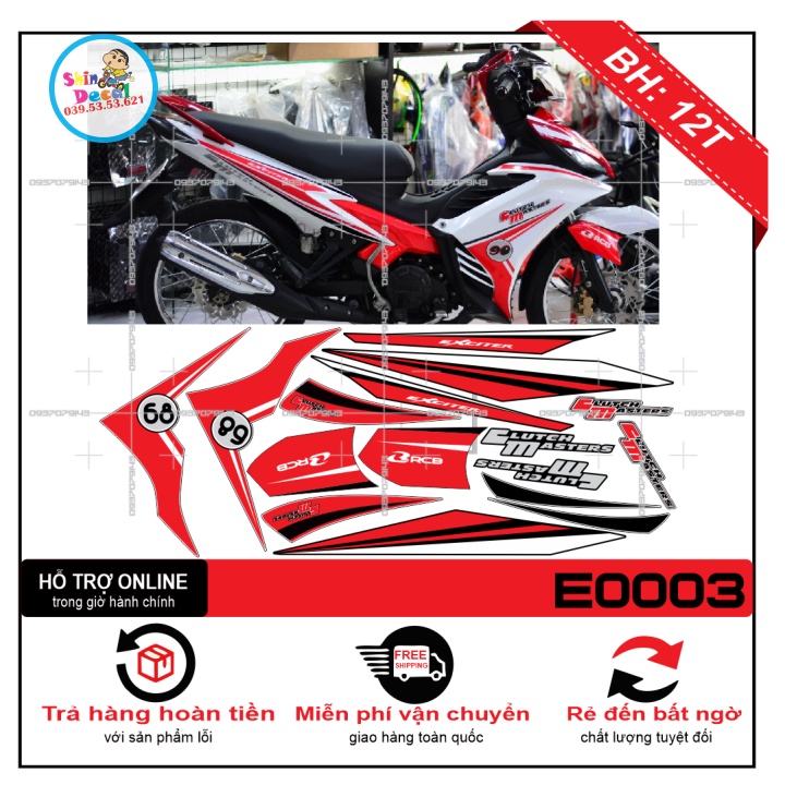 TEM XE EXCITER 2011 TRẮNG ĐỎ -- SHIN DECAL 2