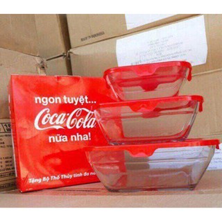 bộ thố CoCa cola thuỷ tinh đựng thức ăn