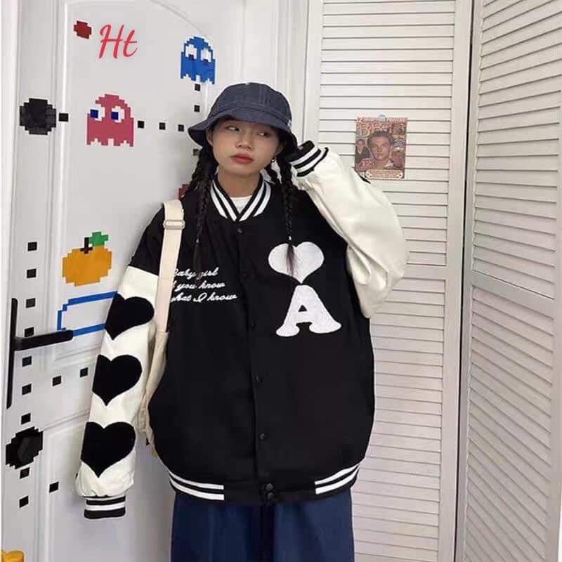Áo bomber phối tay A tim to H2A