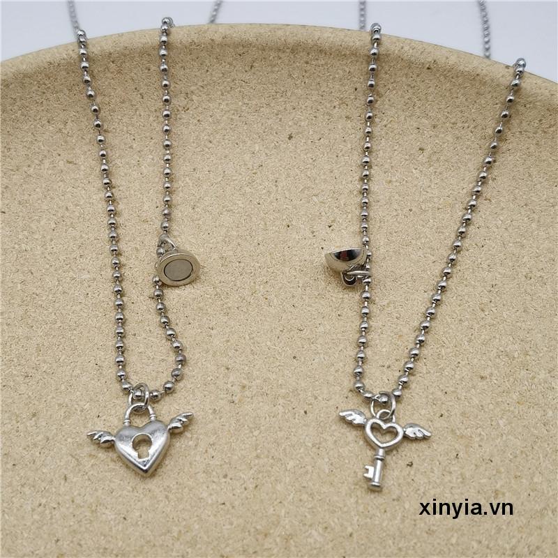 Vòng cổ Chuỗi Hạt Tròn Có Khóa Nam Châm Thiết Kế Đơn Giản Thời Trang Cho Cặp Đôi