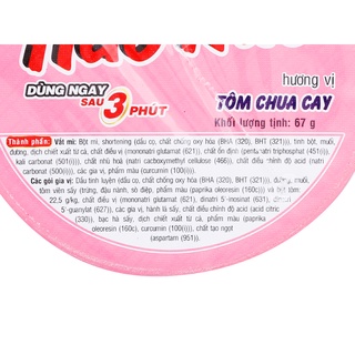 Mì ly Hảo Hảo Tôm chua cay 67g