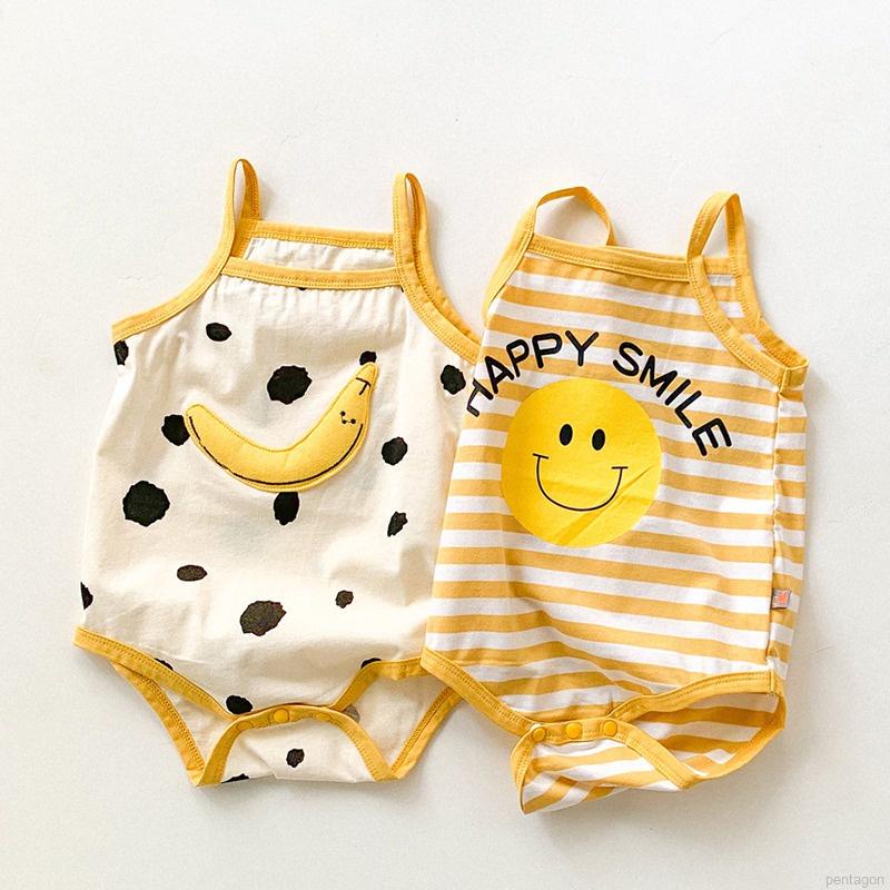 Bộ Áo Liền Quần Tam Giác Tay Ngắn In Họa Tiết Hoạt Hình Dễ Thương Thời Trang Mùa Hè Cho Bé Sơ Sinh 0-2 Tuổi
