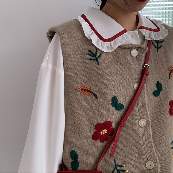 Áo Sơ Mi Trắng Tay Dài Cổ Peter Pan Phối Ren Nghệ Thuật Phong Cách Retro Thời Trang Dành Cho Nữ