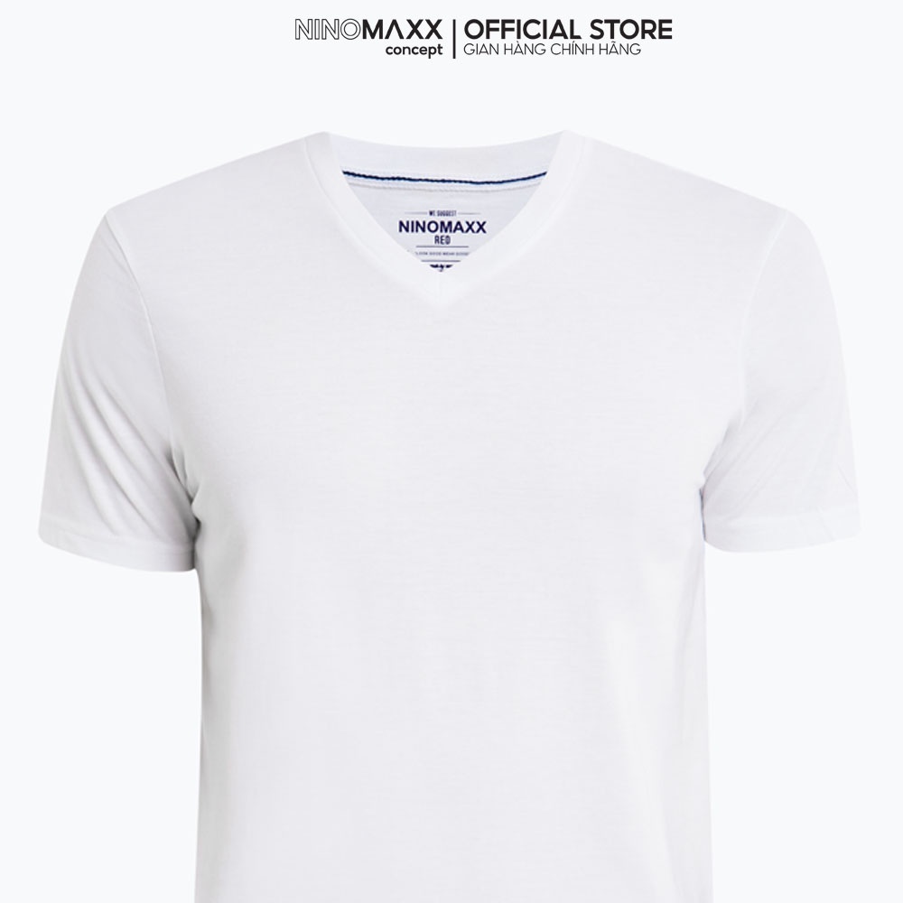NINOMAXX Áo Thun Nam ngắn tay cổ tim nhiều màu cotton pha polyester 1805126