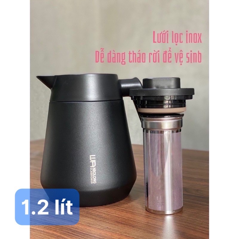 phích ủ nước nóng lạnh,bình pha trà có lõi lọc inox 304 nhập khẩu cao cấp 1,2 lít | BigBuy360 - bigbuy360.vn