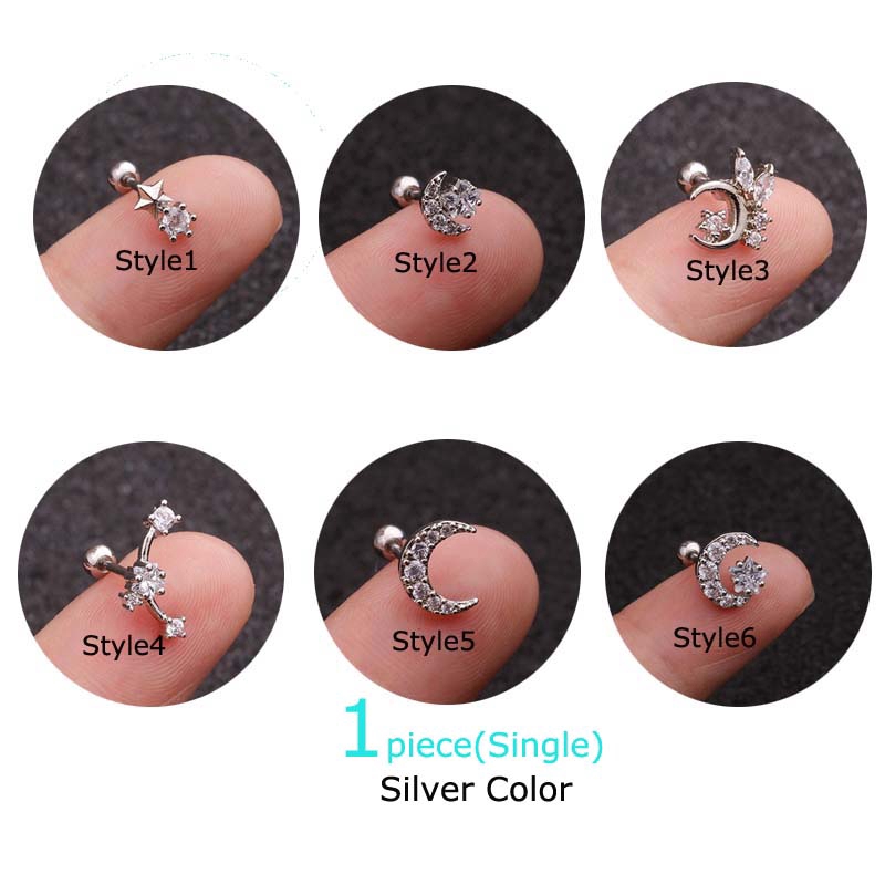 1 chiếc khuyên tai thép không gỉ 6mm 20g