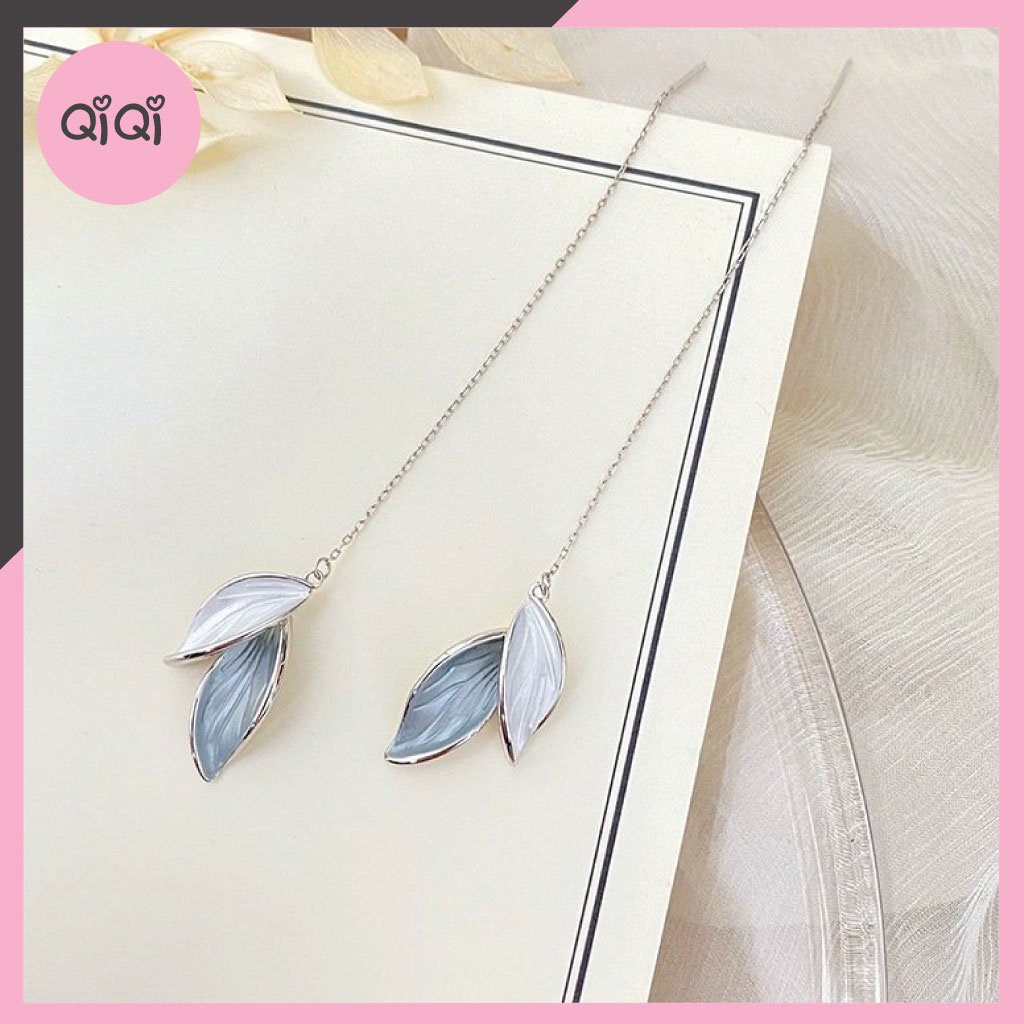 Khuyên Tai Hình Chiếc Lá Xinh Thiết Kế Thanh Lịch Phong Cách Hàn Quốc T15 QiQiShop