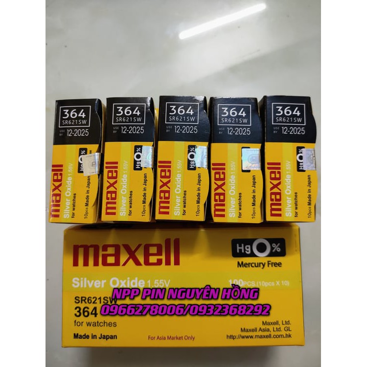 Pin Đồng Hồ Maxell SR621SW SR626SW 364 377 Japan Chính Hãng Loại tốt hộp 10 viên