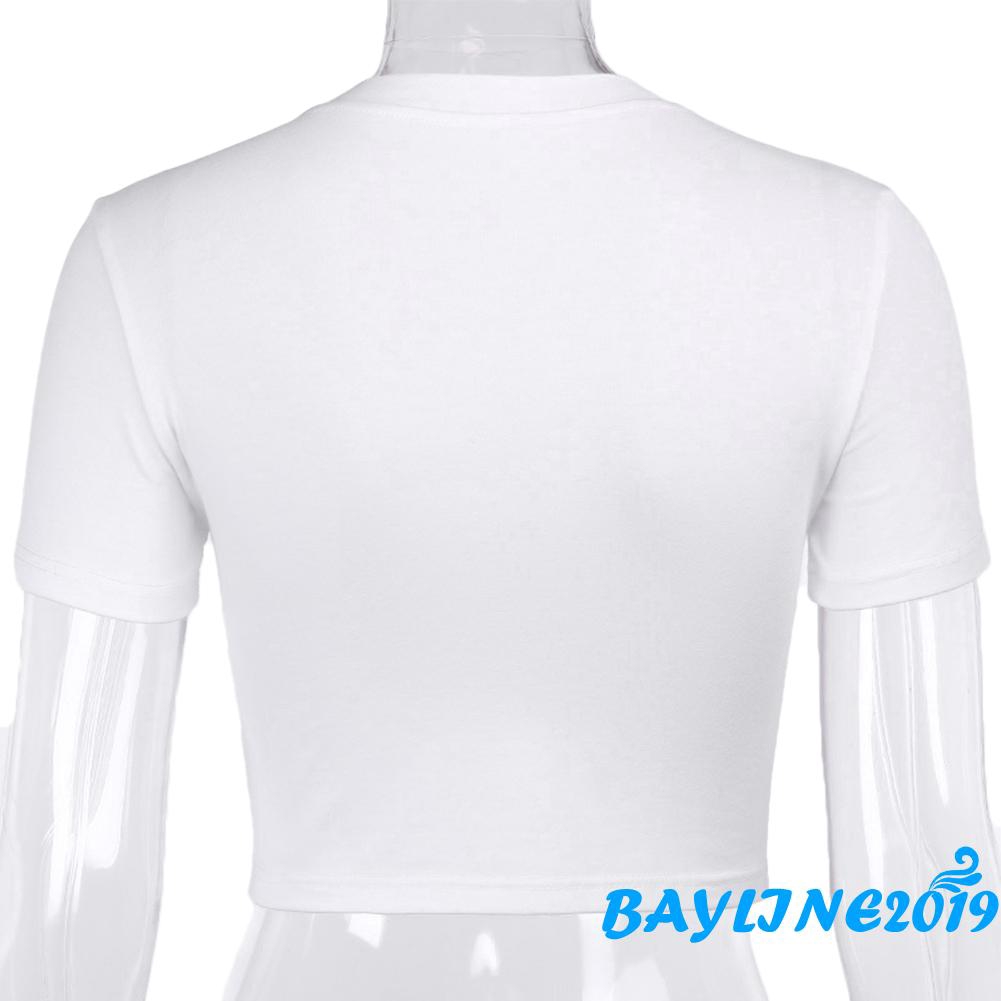 Áo Thun Croptop Tay Ngắn In Chữ Thời Trang Cho Nữ