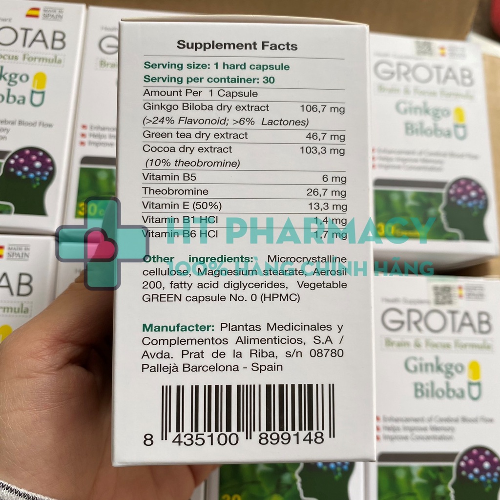 Bổ não ginkgo biloba GROTAB CK - Hỗ trợ tăng cường lưu thông máu lên não