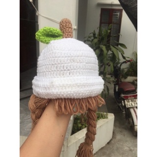 Nón len có 2 bím tóc cho bé ( ảnh thật Santori Shop)
