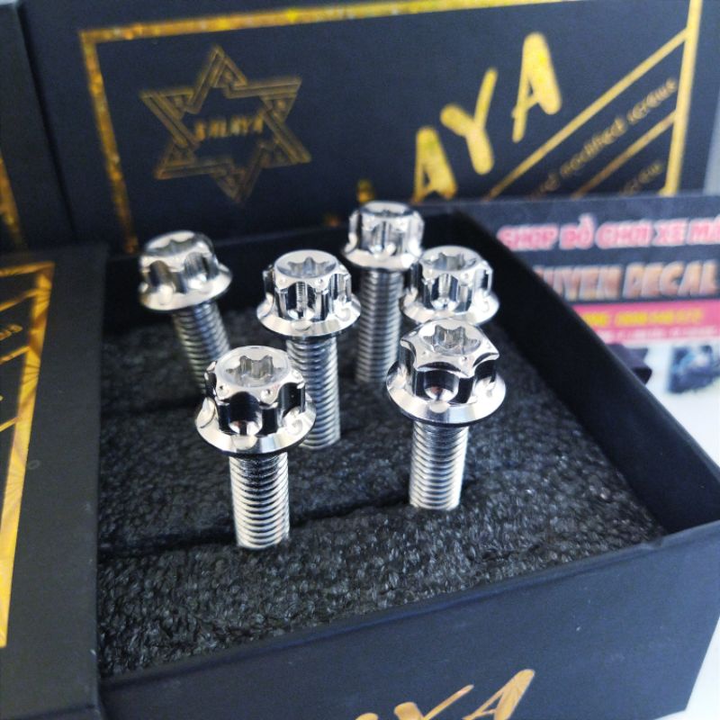 Ốc ty phuộc inox 304 salaya Sonic Satria raider combo 6 con