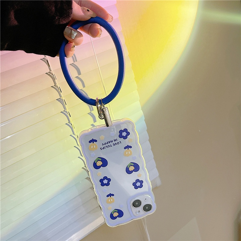 Ốp Điện Thoại Họa Tiết Sóng Biển Lớn Kiểu Nhật Hàn Gắn Dây Đeo Tay Cho iPhone 13Promax 11 12 xs xr 8 14