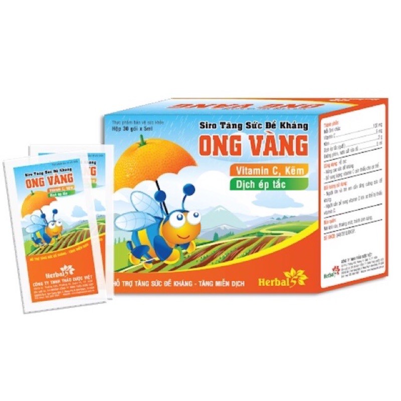 Siro ho ong vàng/ Siro tăng đề kháng ong vàng - Hộp 30 gói