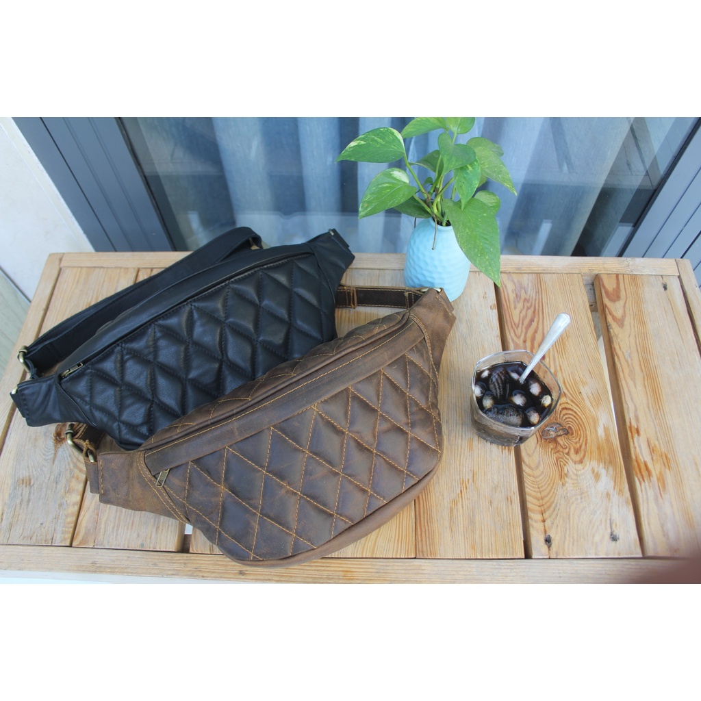 Túi đeo chéo Biker Da bò thật Thời trang cho Nam