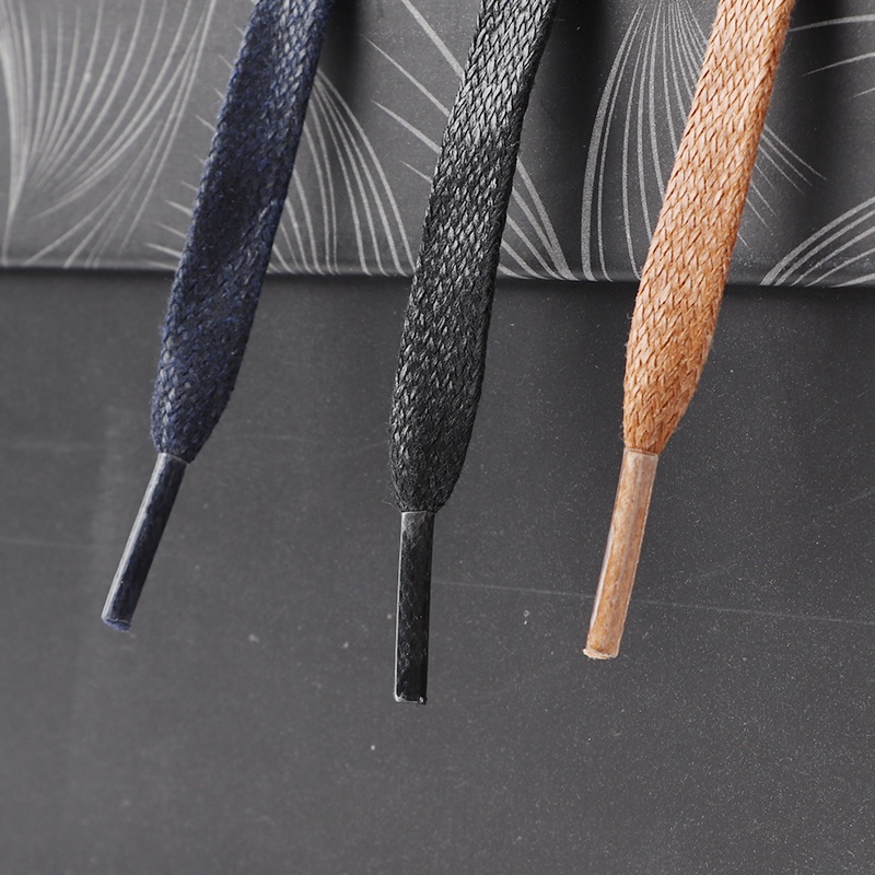 1 Cặp Dây Giày Bằng Cotton Sáp Dẹt Rộng 0.8CM Chống Nước Unisex