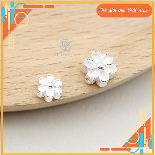 Charm bạc hoa anh đào, charm hoa xỏ ngang phối vòng tay