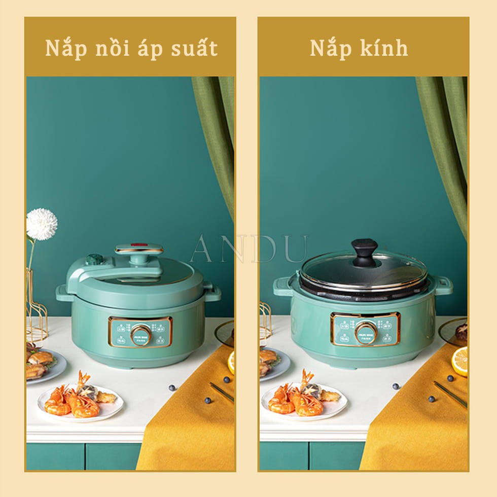 Nồi Áp Suất Nội Địa Trung Đa Chức Năng 3L Nấu Lẩu, Nấu Cơm, Hầm, Nấu Soup, Chiên, Xào...