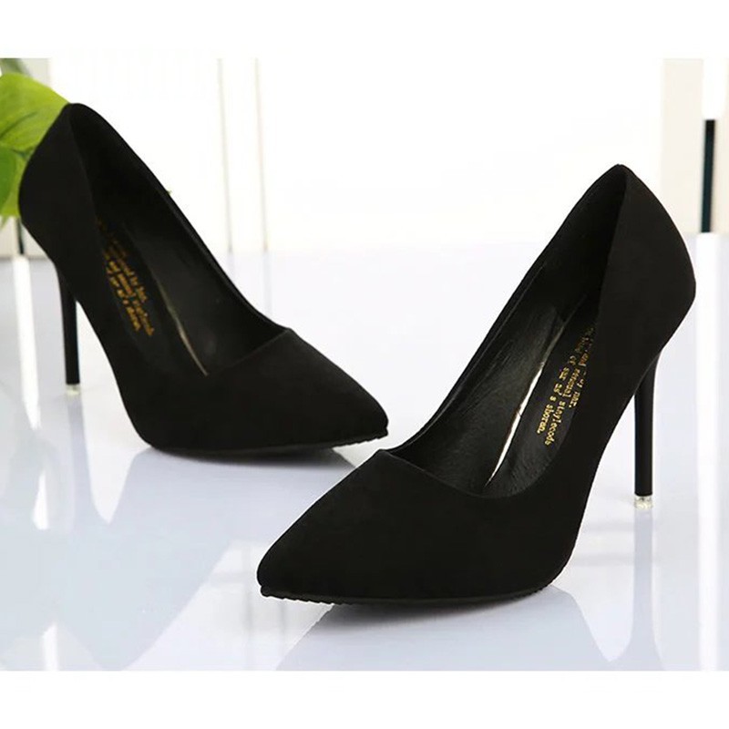 Giày cao gót mũi nhọn bằng chất liệu bề mặt nhung thời trang sang trọng cho nữ