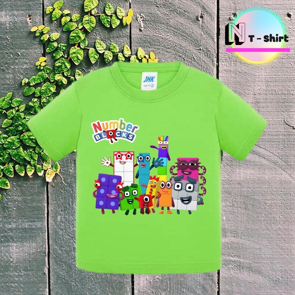 Áo thun cho bé trai và bé gái in hình hoạt hình Number Blocks dễ thương, chất liệu cotton mềm mịn thoáng mát NTShirt 14