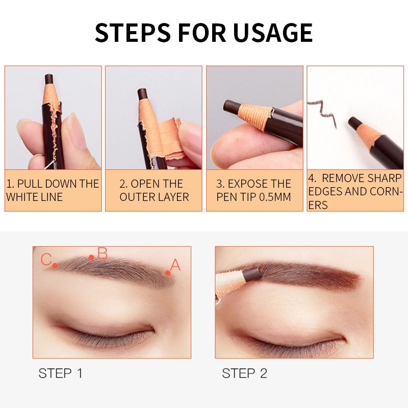 Bút Chì Kẻ Lông Mày 5 Màu Đen / Nâu Lâu Trôi Chống Thấm Nước Và Mồ Hôi