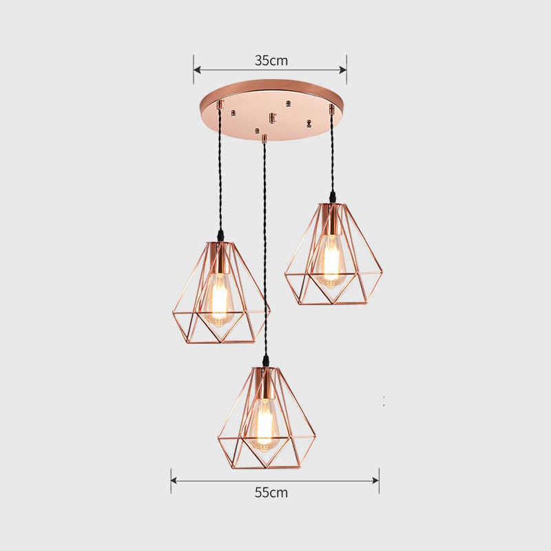 Đèn Trần Bóng Led Khung Sắt Màu Vàng Hồng Treo Trần Nhà Phong Cách Bắc Âu Cho Nhà Bếp/Phòng Khách/Nhà Hàng