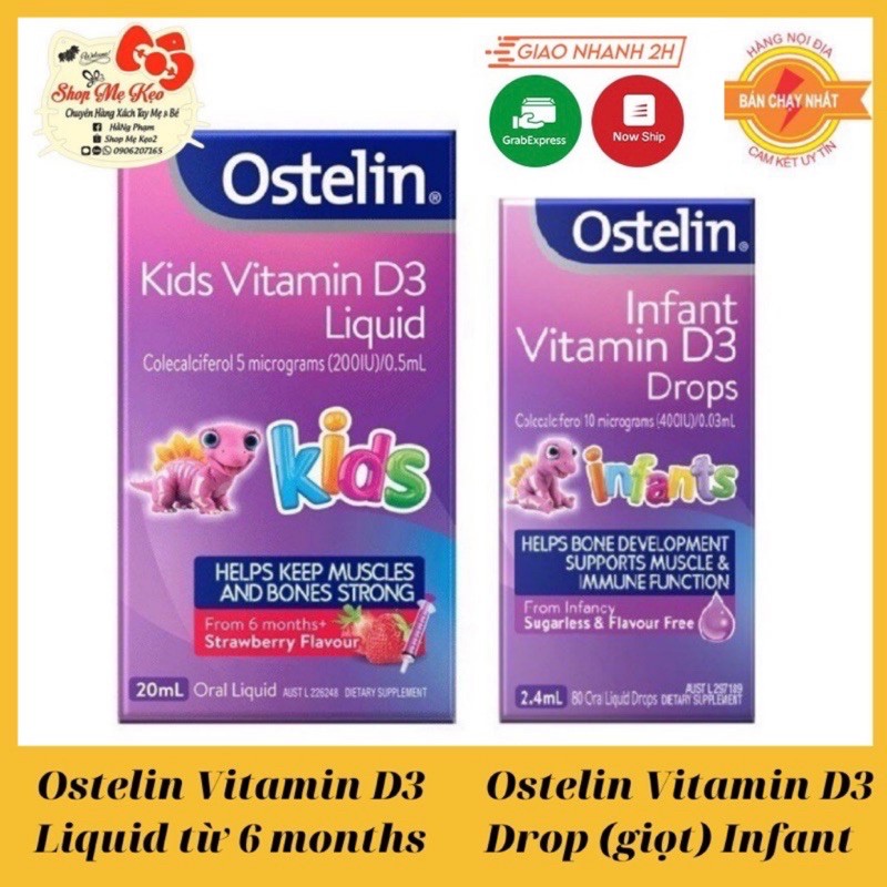 {Sỉ giá tốt} Vitamin D3 Ostelin cho trẻ sơ sinh & trẻ nhỏ - giúp bé hấp thu Canxi phát triển xương và răng  - Nội Địa Úc