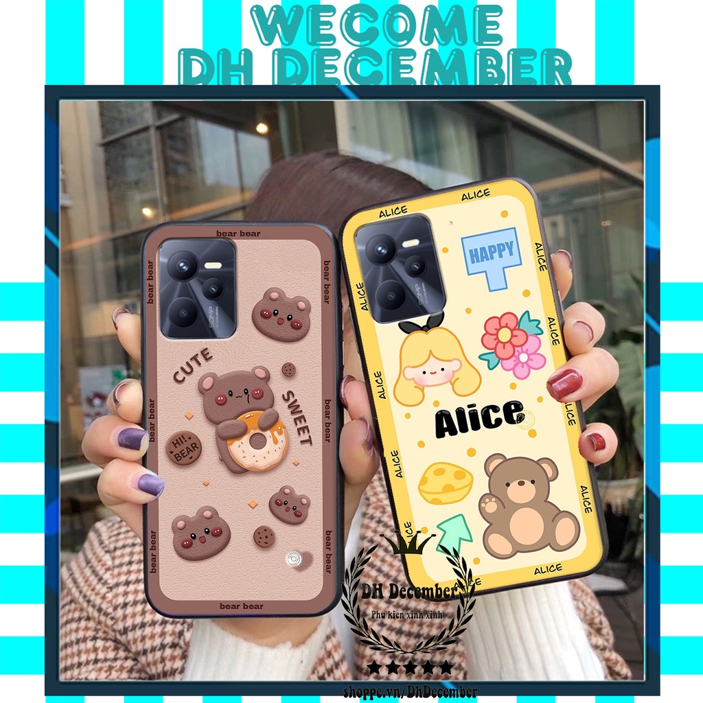 Ốp lưng Realme   C35 in hình 3D GẤU HỒNG-GẤU BEER -CỰC XINH-RẺ