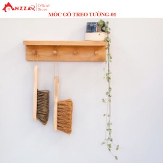 Kệ Treo Áo Khoác, Khăn, Đồ Dùng Gắn Tường Bằng Gỗ Thông, Kệ Gỗ Treo Tường Anzzar