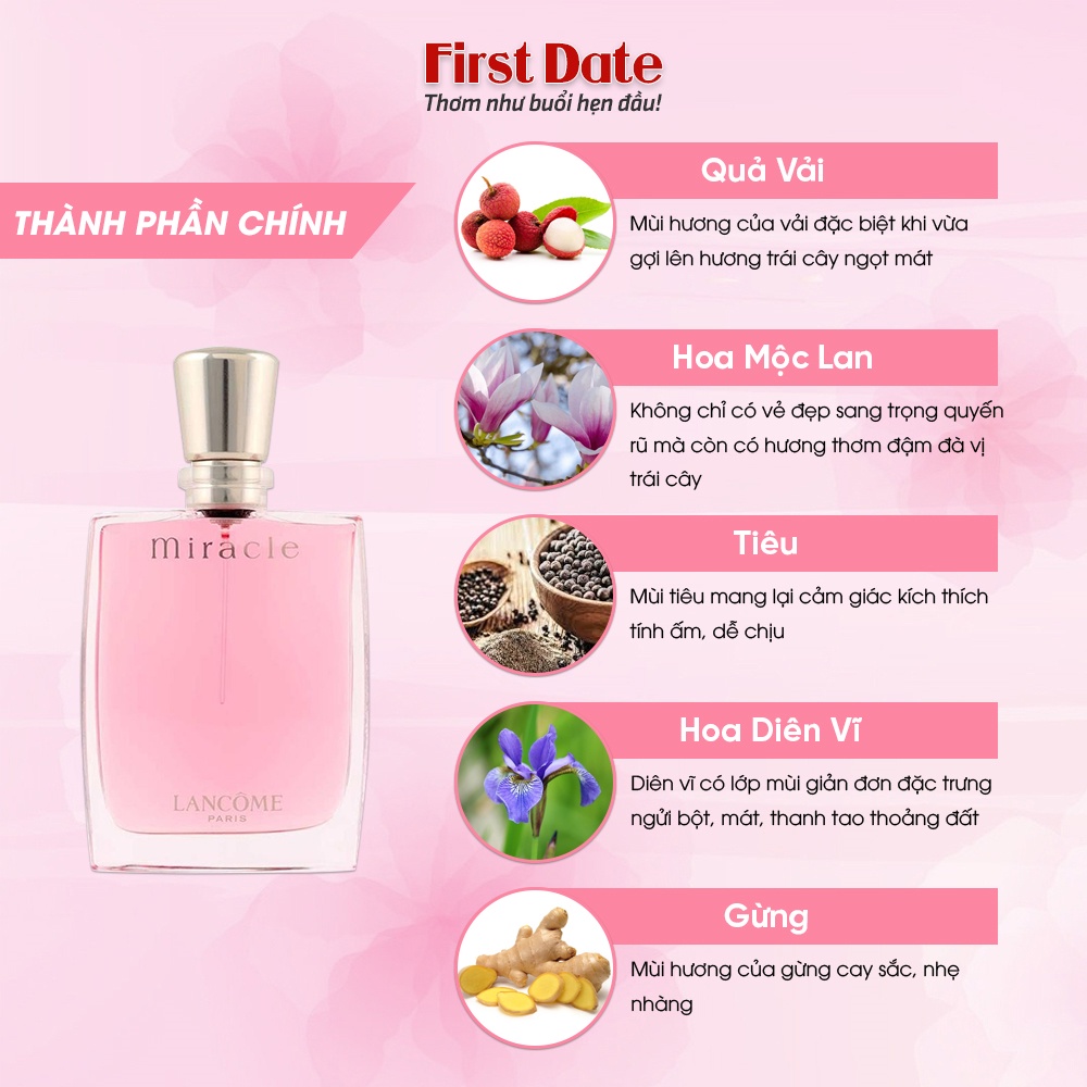 Nước hoa nữ Lancome Miracle Hương thơm nhẹ nhàng Hiện đại, Thanh lịch, Nữ tính - First Date
