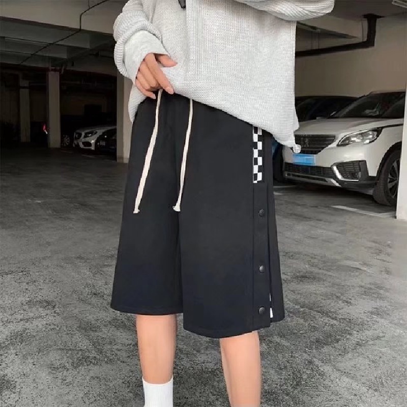 Quần Short Thể Thao Dáng Rộng Cài Nút Bên Hông Phong Cách Thời Trang Nhật Bản Cho Nam Giới Có Size M-3XL