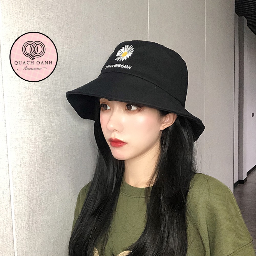 Mũ bucket tai bèo vành rộng thêu hoa cúc unisex – MU31