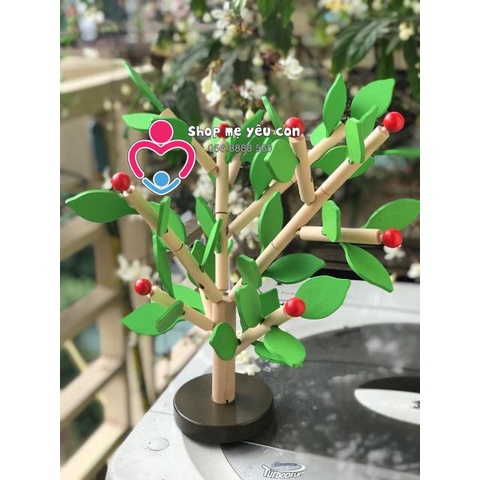 Cây lá gỗ Montessori - Gài lắp ghép lá cây luyện vận động tinh