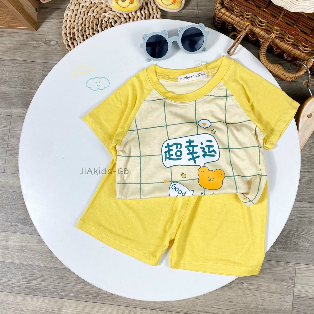 Bộ Cộc Tay THUN LẠNH MINKYMOM Giáp Năng In Hình Dễ Thương Cho Bé TN-IN88