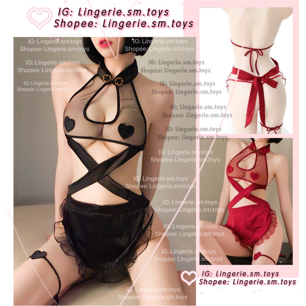 Sườn Xám Voan Trái Tim Siêu Nhỏ Gợi Cảm - Cosplay Trung Hoa Sexy